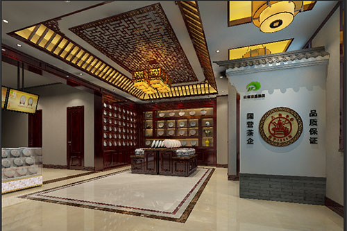 沔城回族镇古朴典雅的中式茶叶店大堂设计效果图