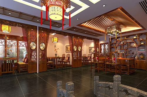 沔城回族镇优雅恬淡中式茶叶店装修设计效果图